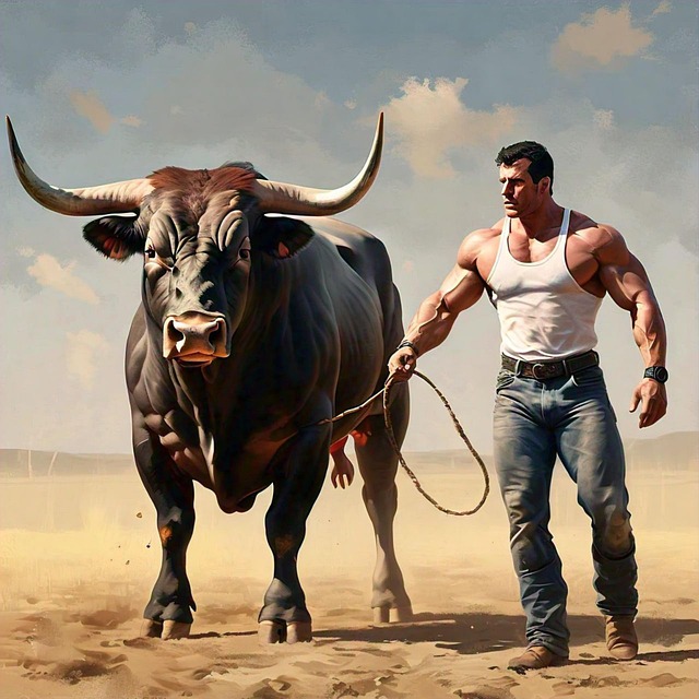 Free ai generated bull cowboy illustration