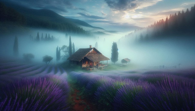 Free ai generated cottage lavender illustration