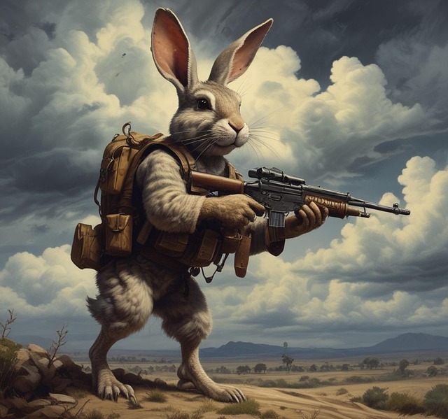 Download free HD stock image of Ai Generated Rabbit Free ai generated rabbit rifle illustration