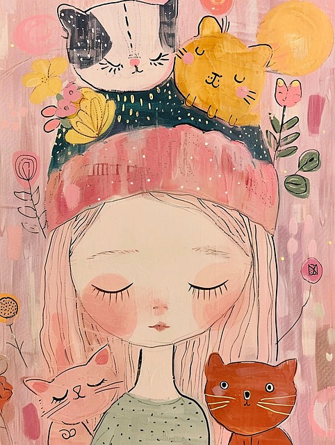 Ai Generado, Naturaleza, Niña, Gatos