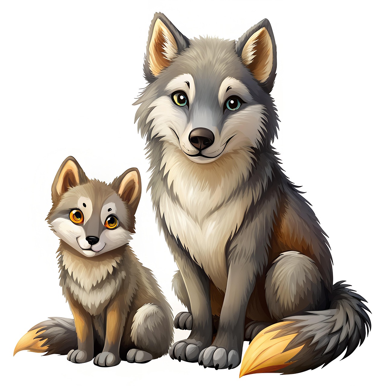 Free ai generated wolves animals illustration