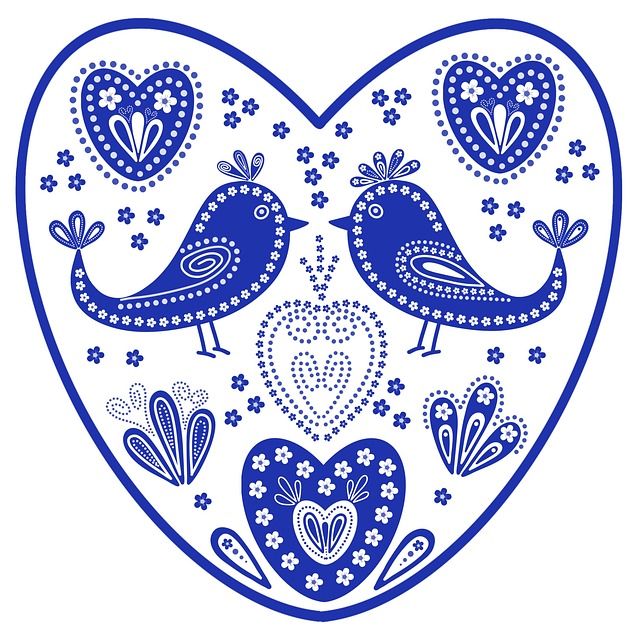 Download free HD stock image of Heart Flowers Free heart flowers birds illustration