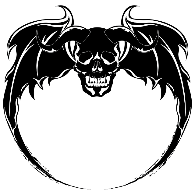 Free skull tattoo black and white illustration