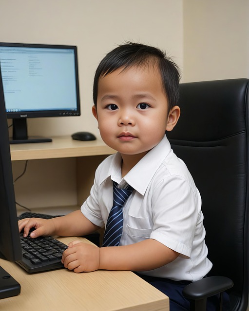 Free ai generated boy computer illustration