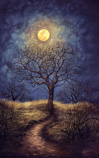 Free ai generated moon tree illustration
