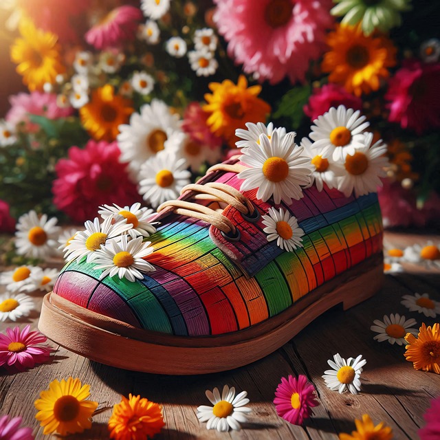 Free ai generated shoe daisies illustration