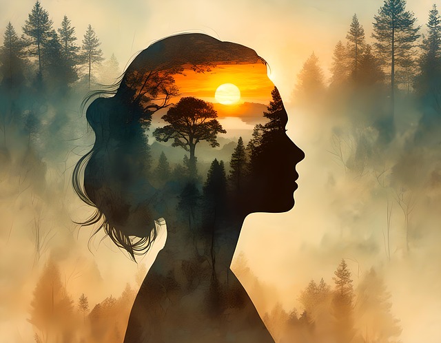 Free ai generated woman trees illustration