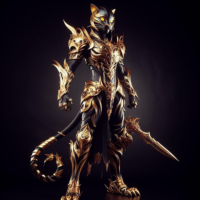 Free cat costume warrior illustration