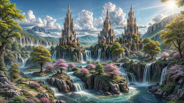 Landschaft, Fantasie, Wasserfälle, Natur