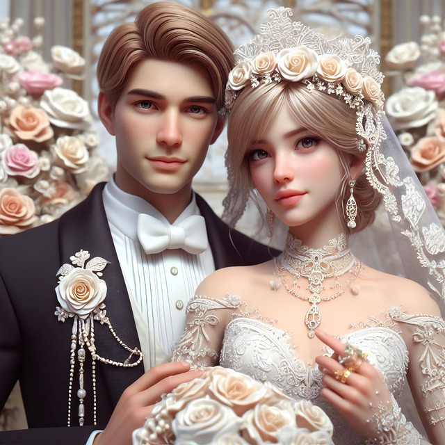 Free ai generated couple wedding illustration