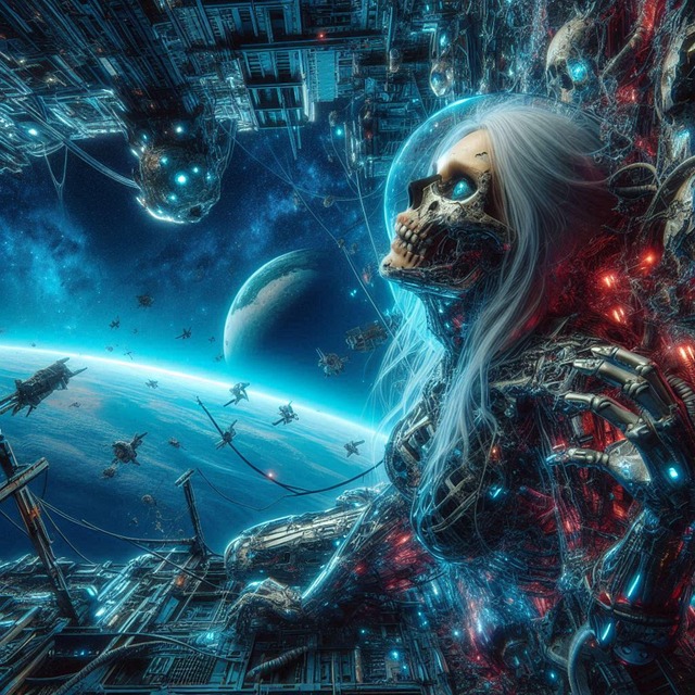 Free cyberpunk cosmos woman illustration