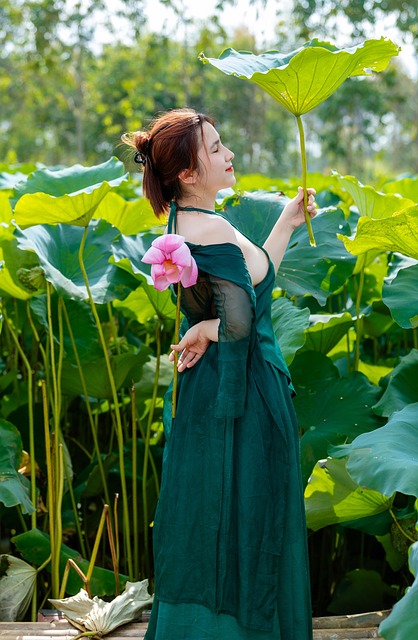 Vietnam, Kvinde, Lotus, Blomst, Dam