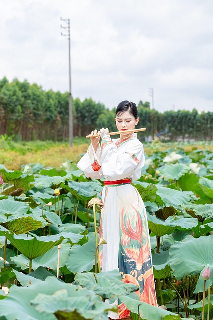 Vietnam, Fløjte, Kvinde, Lotus, Blomst