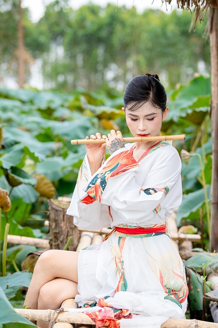 Vietnam, Fløjte, Kvinde, Lotus, Blomst