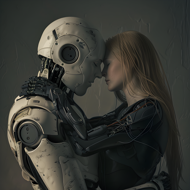 Free ai generated cyborg couple illustration