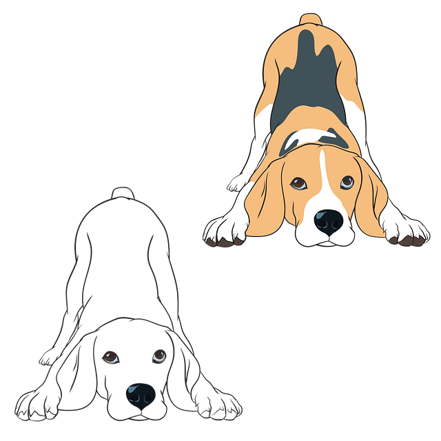 Free beagle puppy sniffing illustration