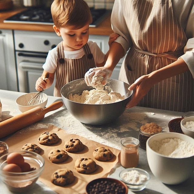 Free ai generated mother and child baking illustration