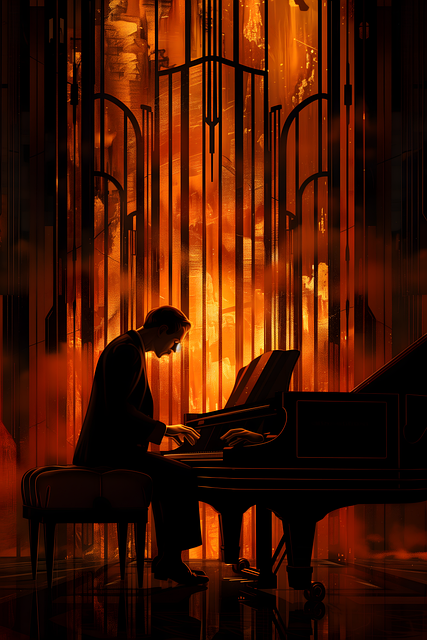 Free ai generated man piano illustration