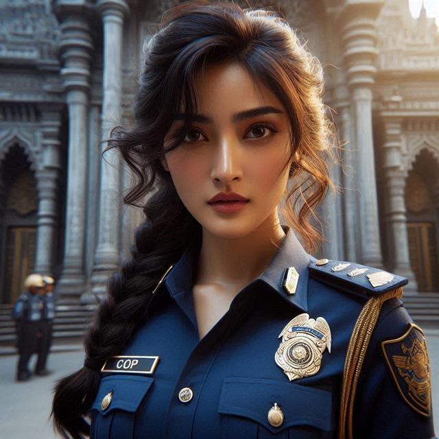 Mujer, Retrato, Policía, Seguridad