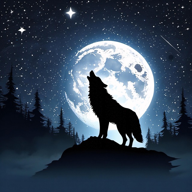 Wolf, Vollmond, Heulen, Nacht, Dunkel