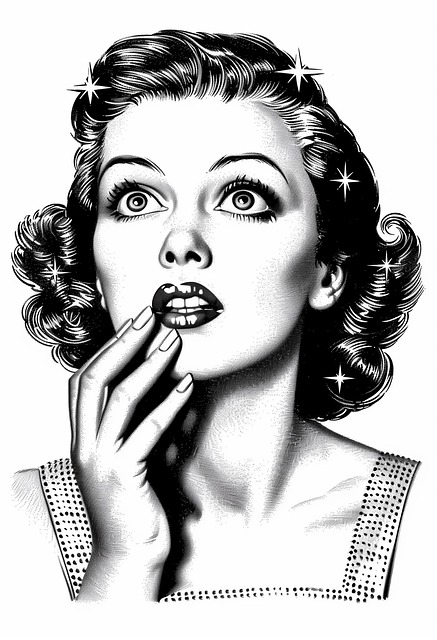 Free vintage woman black and white illustration