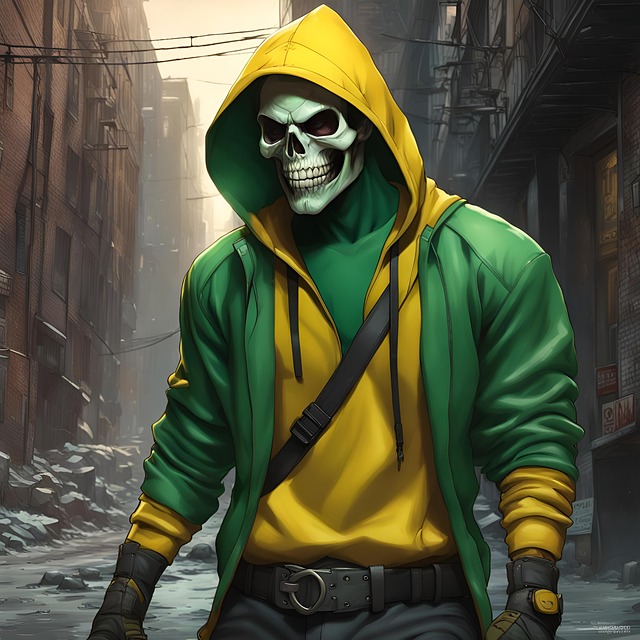 Free laughing skull fascist killer illustration