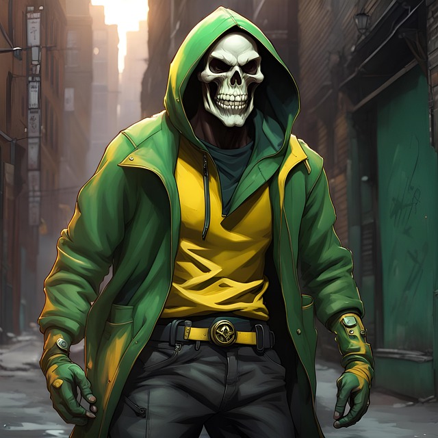 Free laughing skull fascist killer illustration