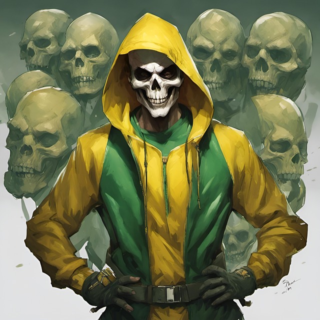 Free laughing skull fascist killer illustration
