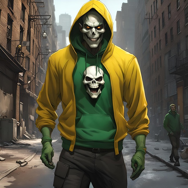 Free laughing skull fascist killer illustration