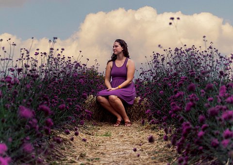 Vrouw, Purper, Bloemen, Surrealistisch