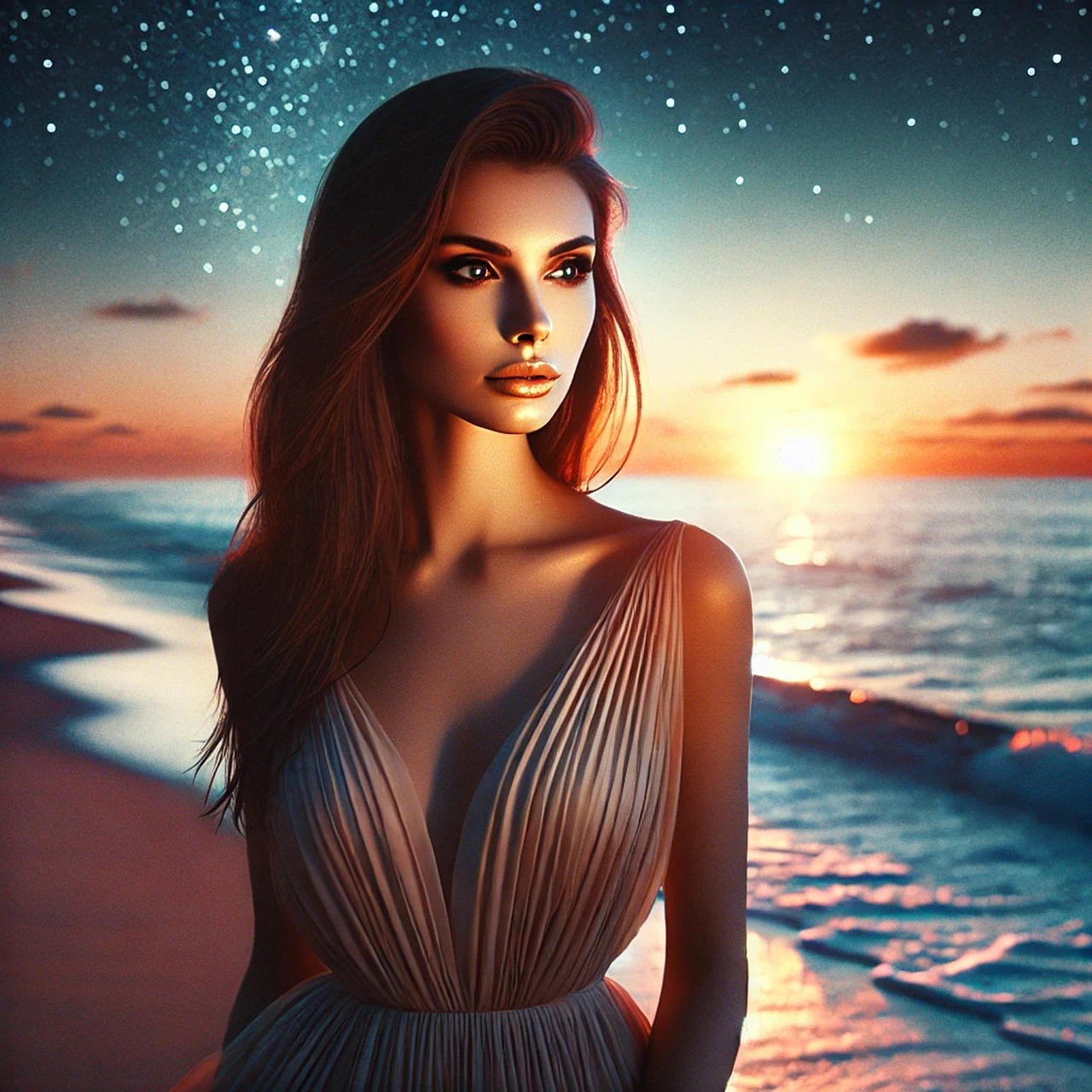 naked female on the beach