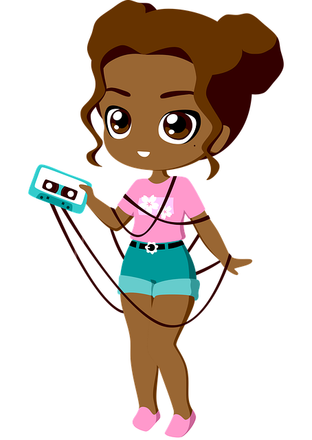 Free girl cassette tape illustration