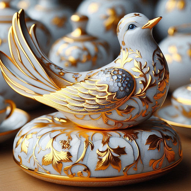Free porcelain figurine bird illustration