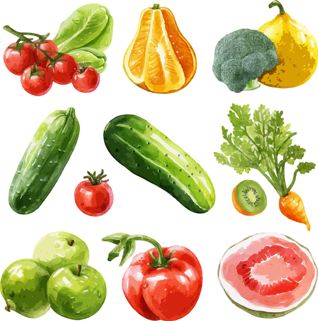 Free ai generated vegetables fruits illustration