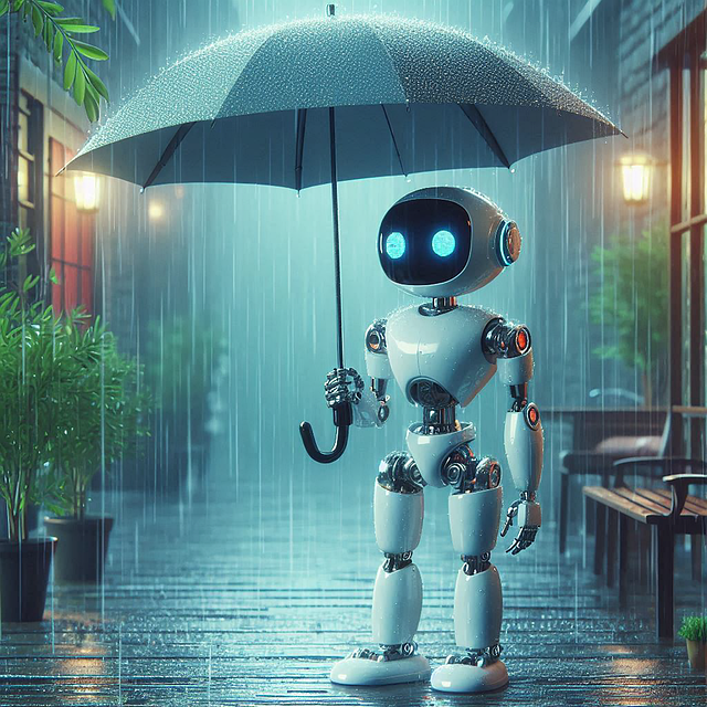 Free ai generated robot rain illustration