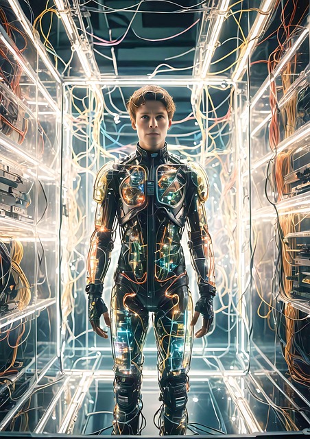 Free ai generated man cyborg illustration