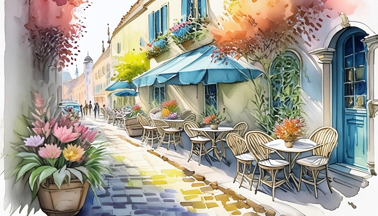 Free ai generated cafe street illustration