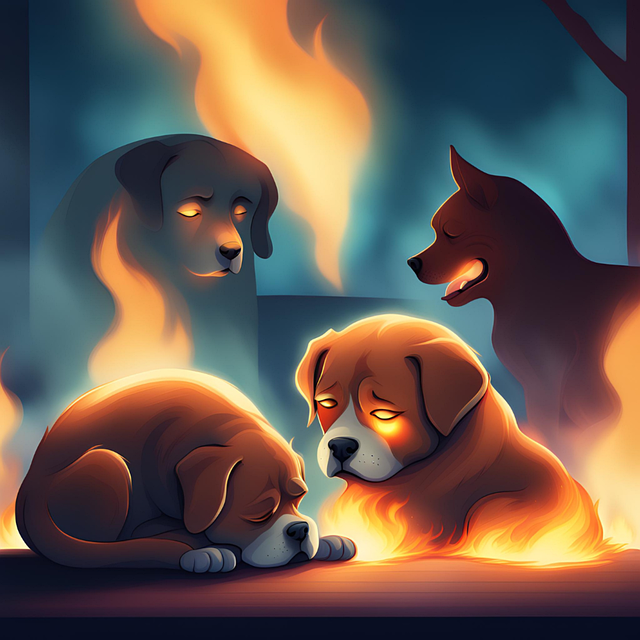 Ai Generiert, Hunde, Feuer, Flamme