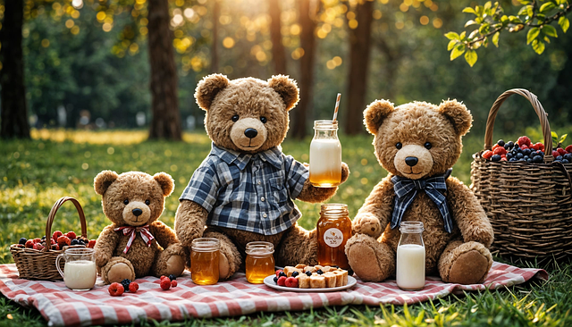Free ai generated teddy bear picnic illustration