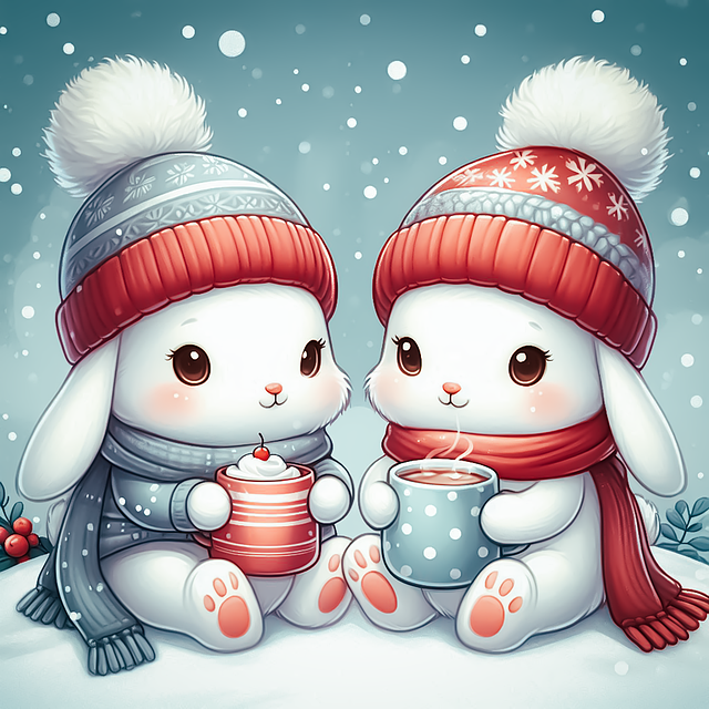 Download free HD stock image of Ai Generated Rabbits Free ai generated rabbits winter illustration