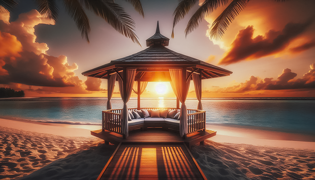 Free ai generated pavilion sunset illustration