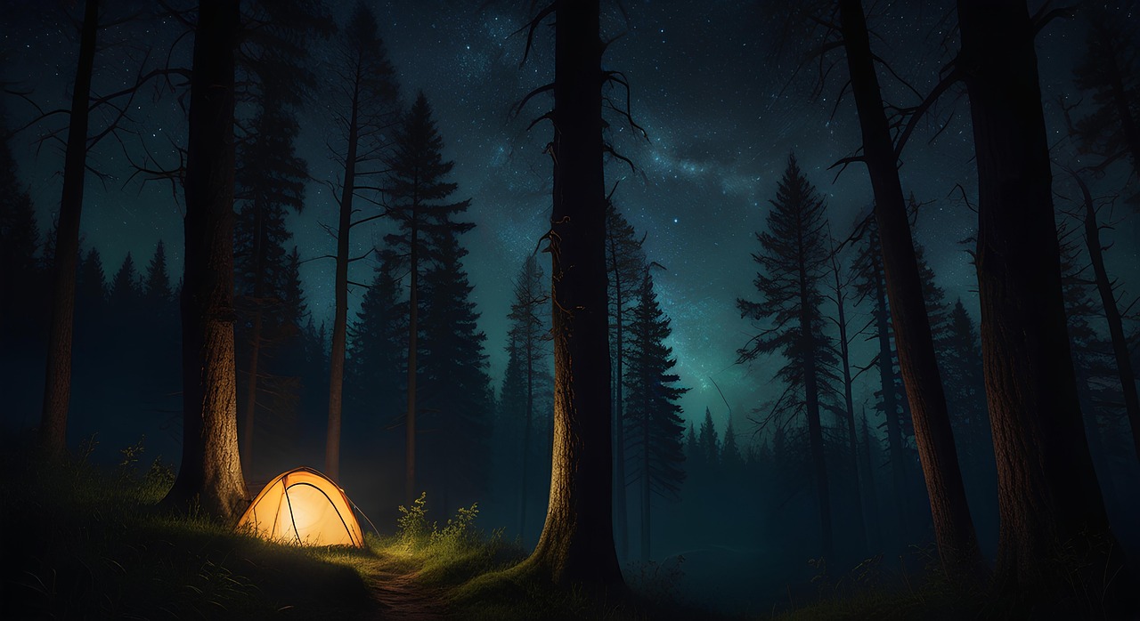 Download free HD stock image of Ai Generated Camping Free ai generated camping forest illustration