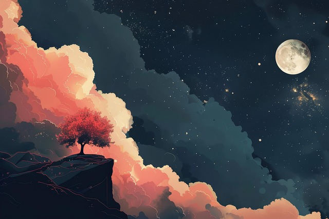 Free ai generated moon stars illustration