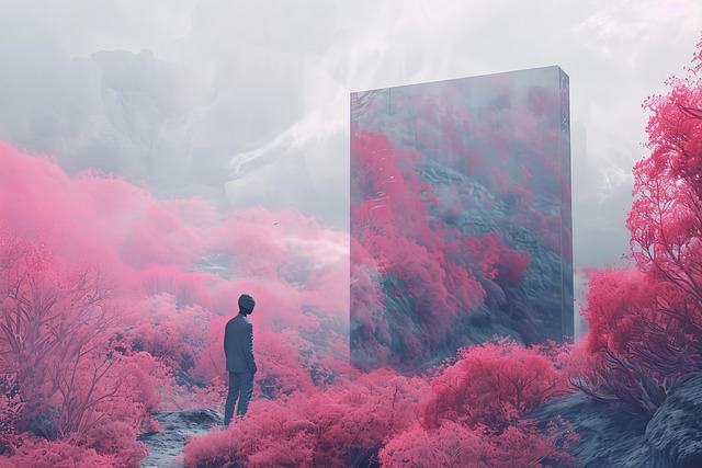 Free ai generated man monolith illustration
