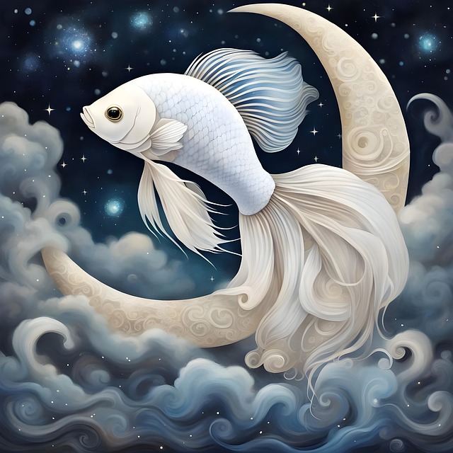 Free ai generated fish moon illustration