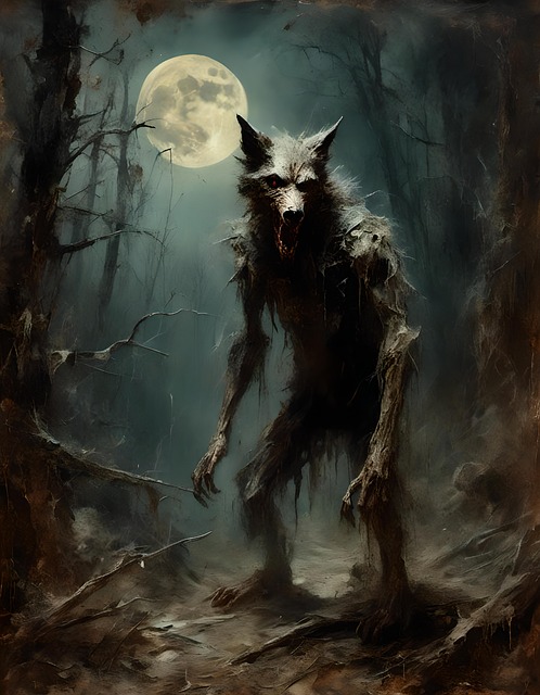 Free ai generated werewolf forest illustration