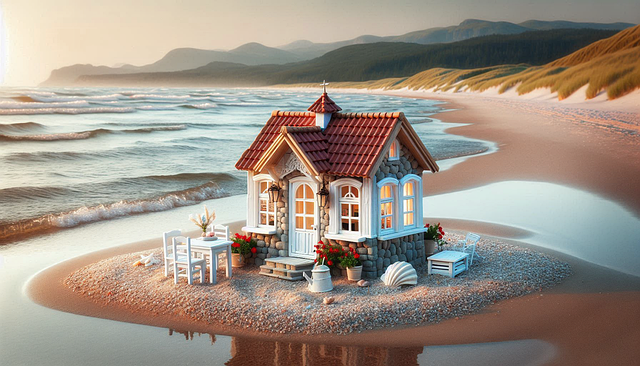 Download free HD stock image of Ai Generated Beach House Free ai generated beach house holiday home illustration