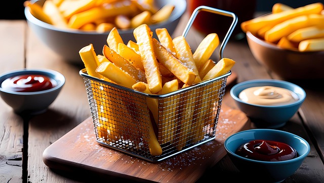 Free ai generated french fries golden illustration