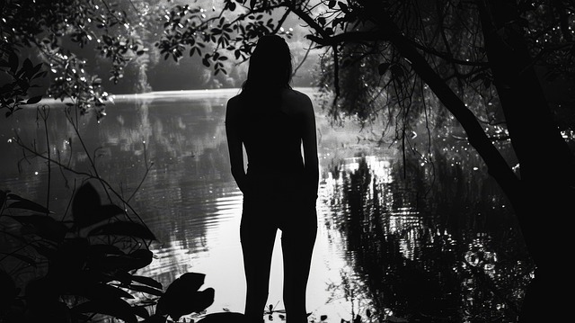 Free ai generated woman lake illustration
