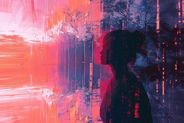 Free ai generated woman glitched illustration